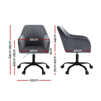 Artiss Office Chair Velvet Seat Dark Grey