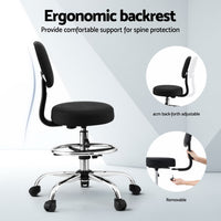 Office Chair Drafting Computer Standing Desk Chairs Ergonomic PU Black