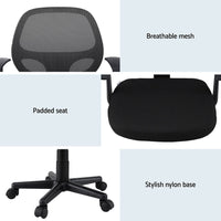 Artiss 2x Mesh Office Chair Computer Gaming Desk Chairs Work Study Mid Back Black