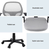 Artiss 2x Mesh Office Chair Computer Gaming Desk Chairs Work Study Mid Back Grey