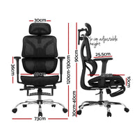 Artiss Ergonomic Office Chair Footrest Black