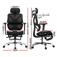 Ergonomic Office Chair Footrest Black