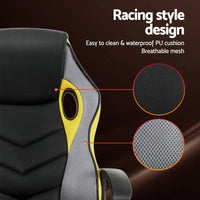 Artiss Gaming Office Chair Computer Executive Racing Chairs High Back Yellow