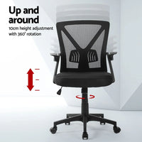 Artiss 2x Mesh Office Chair Mid Back Black