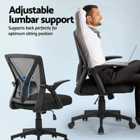 Artiss 2x Mesh Office Chair Mid Back Black