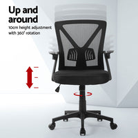 Artiss 2x Mesh Office Chair Mid Back Black
