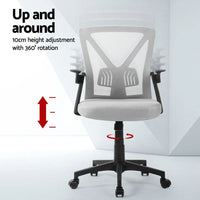 Artiss 2x Mesh Office Chair Mid Back Grey