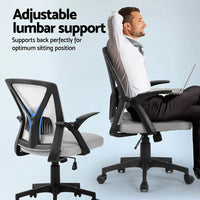 Artiss 2x Mesh Office Chair Mid Back Grey
