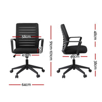 Artiss Ergonomic Office Chair Mesh Computer Desk Chairs with Lumbar Support, Height Adjustment Swivel Chair Mid Back for Home Office Study, Black