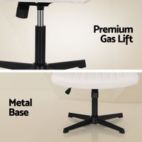 Artiss Criss Cross Chair No Wheels Fabric Wide Cross Legged Office Desk Vanity Chair Armless, Height Adjustable, Swivel Home Office Chair for Home Computer Task, Beige