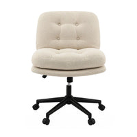 Artiss Criss Cross Office Chair Wide Seat Desk Chair Bouclé Fabric Vanity Chair Comfy, Beige