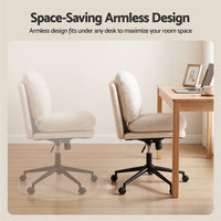 Artiss Criss Cross Office Chair Wide Seat Desk Chair Bouclé Fabric Vanity Chair Comfy, Beige