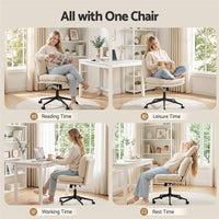 Artiss Criss Cross Office Chair Wide Seat Desk Chair Bouclé Fabric Vanity Chair Comfy, Beige