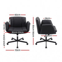 Artiss Cross Legged Office Chair PU Leather Swivel Vanity Chair Wide Seat Adjustable Arms Black