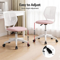 Artiss Ergonomic Office Chair Armless Study Chair Height Adjustable for Girls Boys Teens Pink