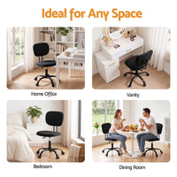 Artiss Armless Office Chair with Wheels, Ergonomic 360° Swivel Home Office Desk Chair, Height Adjustable Computer Task Chair with Fabric Back and Seat for Small Space, Black