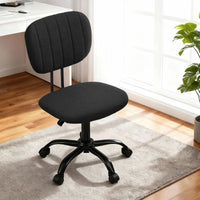 Artiss Armless Office Chair with Wheels, Ergonomic 360° Swivel Home Office Desk Chair, Height Adjustable Computer Task Chair with Fabric Back and Seat for Small Space, Black