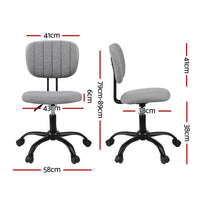 Artiss Armless Office Chair with Wheels, Ergonomic 360° Swivel Home Office Desk Chair, Height Adjustable Computer Task Chair with Fabric Back and Seat for Small Space, Grey