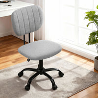 Artiss Armless Office Chair with Wheels, Ergonomic 360° Swivel Home Office Desk Chair, Height Adjustable Computer Task Chair with Fabric Back and Seat for Small Space, Grey