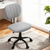 Artiss Armless Office Chair with Wheels- Ergonomic 360° Swivel Home Office Desk Chair- Height Adjustable Computer Task Chair with Fabric Back and Seat for Small Space- Grey- 1142-GY