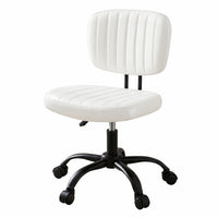 Artiss Armless Office Chair with Wheels, Ergonomic PU Leather Office Desk Chair, Height Adjustable 360° Swivel Computer Task Chair for Home Office, Study Room & Small Space, White