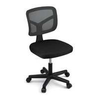 Artiss Armless Office Chair with Wheels, Ergonomic 360° Swivel Home Office Desk Chair, Height Adjustable Computer Task Chair with Fabric Back and Seat for Small Space, Black