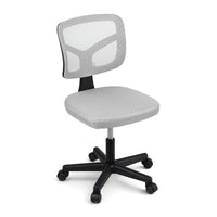 Artiss Armless Office Chair with Wheels, Ergonomic 360° Swivel Home Office Desk Chair, Height Adjustable Computer Task Chair with Fabric Back and Seat for Small Space, Grey