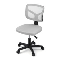 Artiss Armless Office Chair with Wheels- Ergonomic 360° Swivel Home Office Desk Chair- Height Adjustable Computer Task Chair with Fabric Back and Seat for Small Space- Grey- 2421-GY