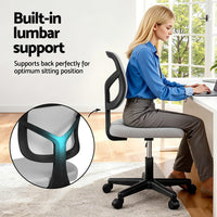 Artiss Armless Office Chair with Wheels- Ergonomic 360° Swivel Home Office Desk Chair- Height Adjustable Computer Task Chair with Fabric Back and Seat for Small Space- Grey- 2421-GY