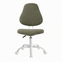 Artiss Armless Office Chair Ergonomic Soft Fleece Height Adjustable Vanity Desk Chair Green