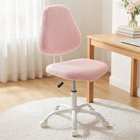 Artiss Armless Office Chair Ergonomic Soft Fleece Height Adjustable Vanity Desk Chair Pink