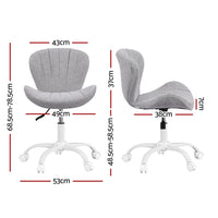 Artiss Ergonomic Office Chair Armless Height Adjustable Computer Desk Chair Fabric Light Grey
