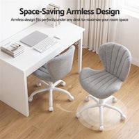 Artiss Ergonomic Office Chair Armless Height Adjustable Computer Desk Chair Fabric Light Grey