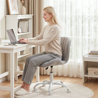 Artiss Ergonomic Office Chair Armless Height Adjustable Computer Desk Chair Fabric Light Grey