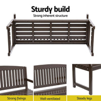 Gardeon Outdoor Garden Bench Wooden 2 Seater Lounge Chair Patio Furniture Brown