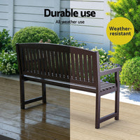 Gardeon Outdoor Garden Bench Wooden 2 Seater Lounge Chair Patio Furniture Brown