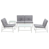 Gardeon 5-Piece Outdoor Sofa Set with Cushions table and Chairs White