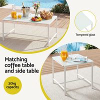 Gardeon 5-Piece Outdoor Sofa Set with Cushions table and Chairs White