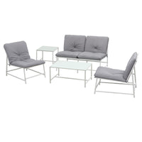 Gardeon 5-Piece Outdoor Sofa Set with Cushions table and Chairs White