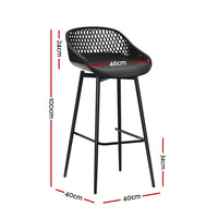 2x Outdoor Bar Stools Plastic Black