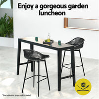 2x Outdoor Bar Stools Plastic Black