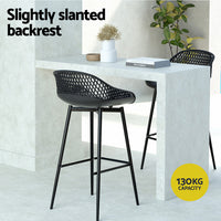 2x Outdoor Bar Stools Plastic Black