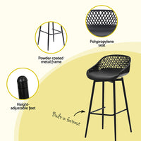 2x Outdoor Bar Stools Plastic Black