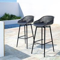 2x Outdoor Bar Stools Plastic Black