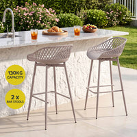 Gardeon 2PC Outdoor Bar Stools Plastic Metal Dining Chair Patio Furniture Coffee