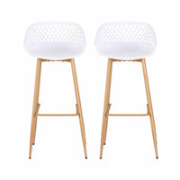 Gardeon 2PC Outdoor Bar Stools Plastic Metal Dining Chair Patio Furniture White