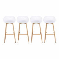 Gardeon 4-Piece Outdoor Bar Stools Plastic Metal Dining Chair Balcony White