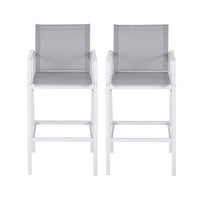 Gardeon 2PC Outdoor Bar Stools Dining Chairs Patio Furniture Garden Steel Textilene White