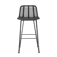 2pcs Outdoor Bar Stools Wicker Dining Chair Bistro Patio Balcony Black