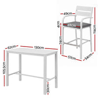 Gardeon Outdoor Bar Set 5-Piece Patio Dining Chairs Aluminium Table Stools White